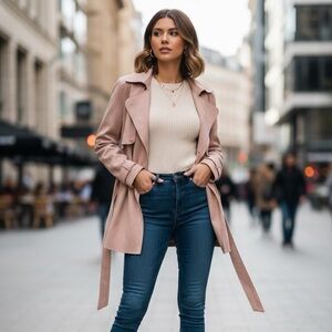 Haute Monde Soft Pink Faux Suede Coat